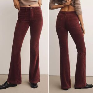 Anthropologie Pilcro Size 26 The Icon Corduroy Flare Jeans Mid Rise Wine Y2K